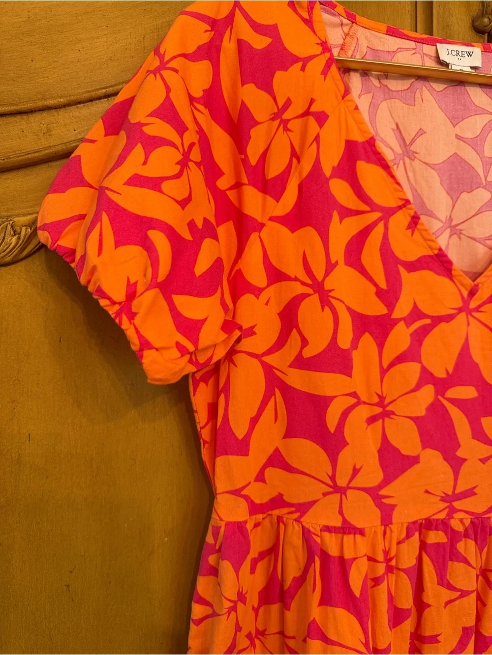 J. Crew Pink and Orange Floral Shift Dress